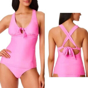 NWT Jessica Simpson Femme Pretty in Pique Strappy Back Swim Tankini Top Size S